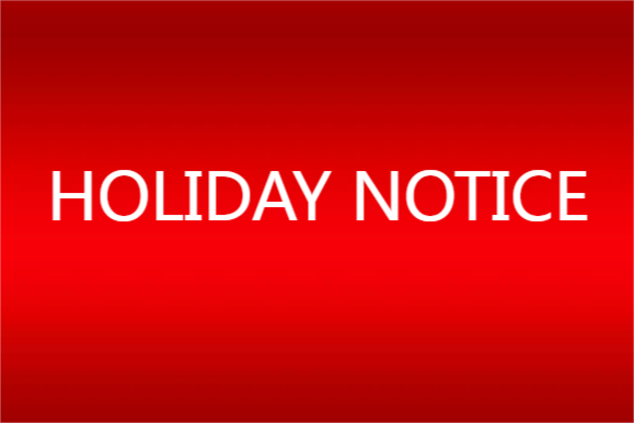 Holiday notice for New Year's Day 